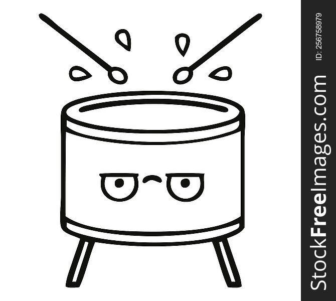 Line Drawing Cartoon Drum