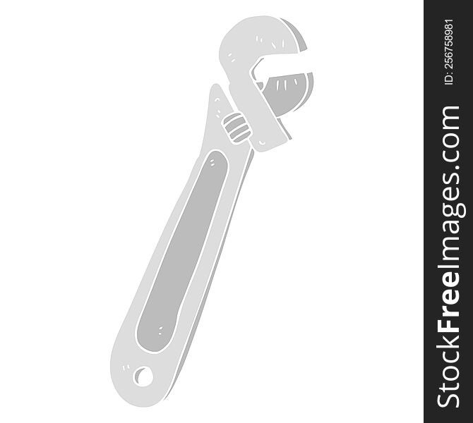 Flat Color Illustration Of A Cartoon Adjustable Spanner