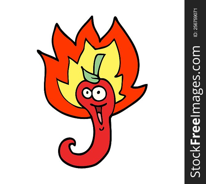 Hand Drawn Doodle Style Cartoon Red Hot Chili