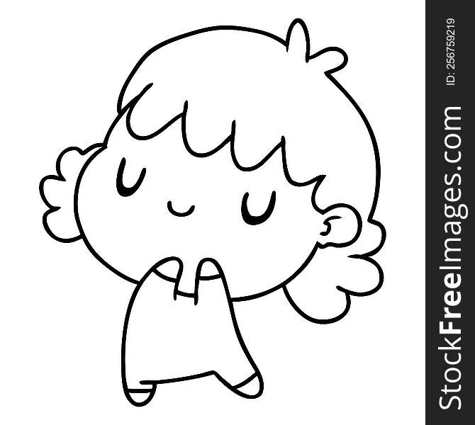 line drawing illustration of a cute kawaii girl. line drawing illustration of a cute kawaii girl