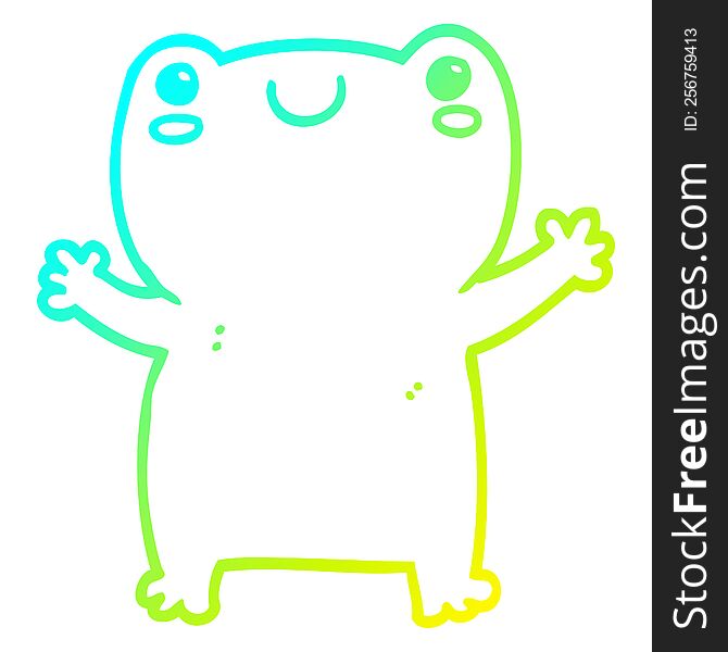 cold gradient line drawing cute cartoon frog