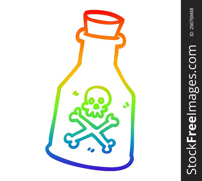 rainbow gradient line drawing of a cartoon poison bottle