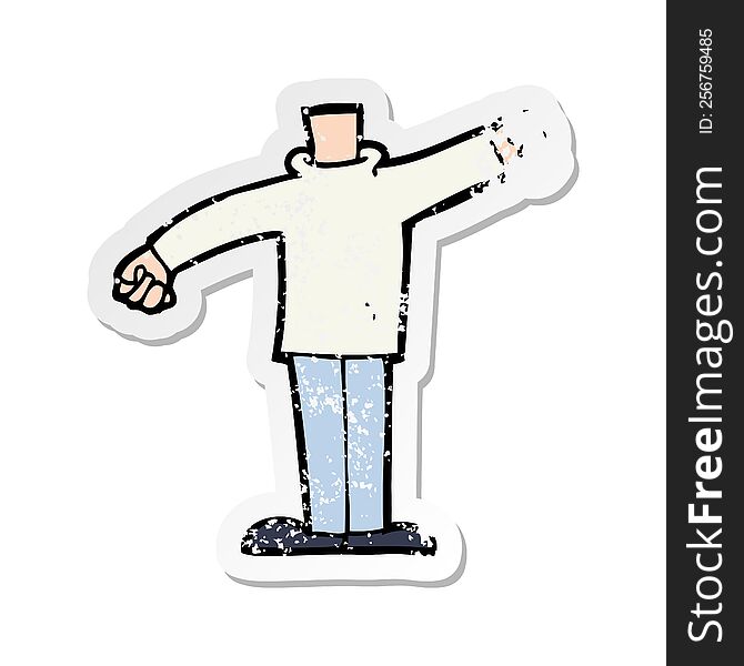 retro distressed sticker of a cartoon body waving arms