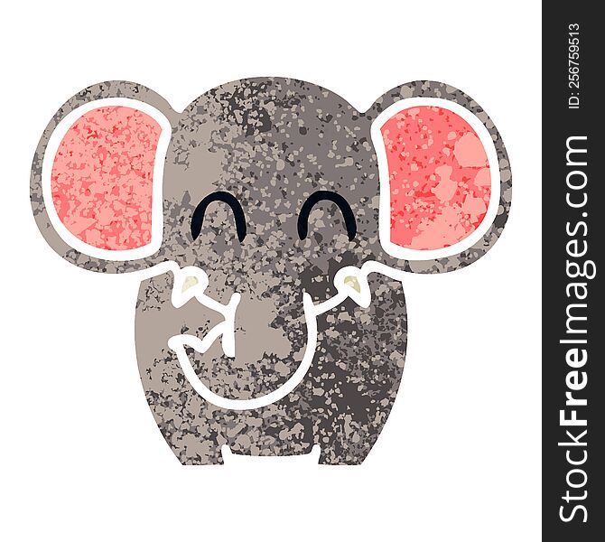 Quirky Retro Illustration Style Cartoon Elephant