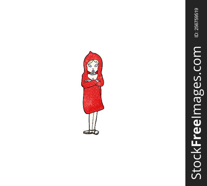 cartoon woman in red coat