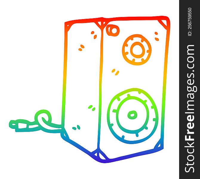 rainbow gradient line drawing of a cartoon retro speaker