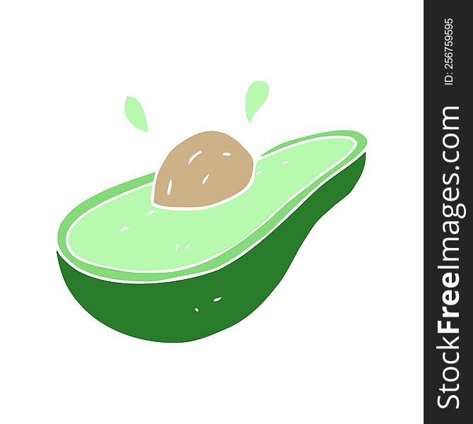 flat color illustration of a cartoon avocado