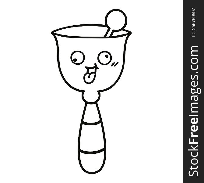line drawing cartoon of a school bell
