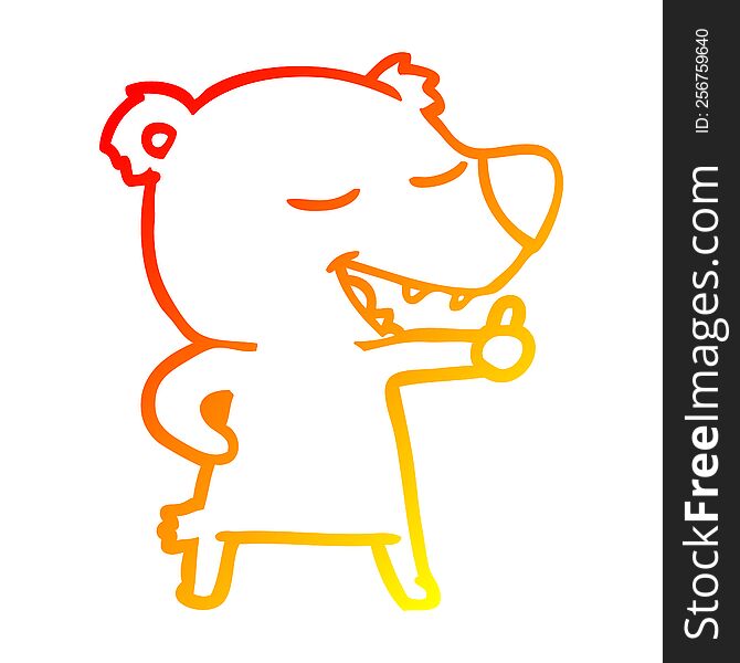 warm gradient line drawing of a cartoon bear
