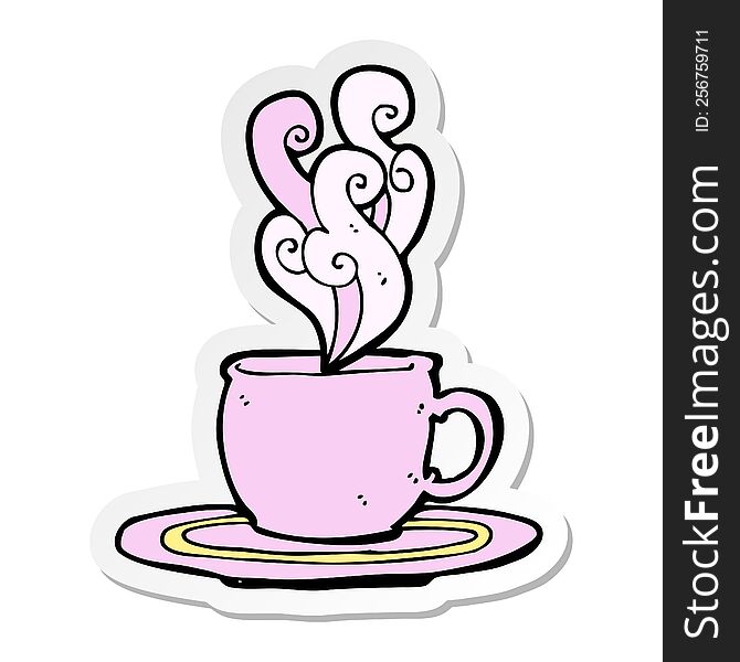 sticker of a cartoon tea cup