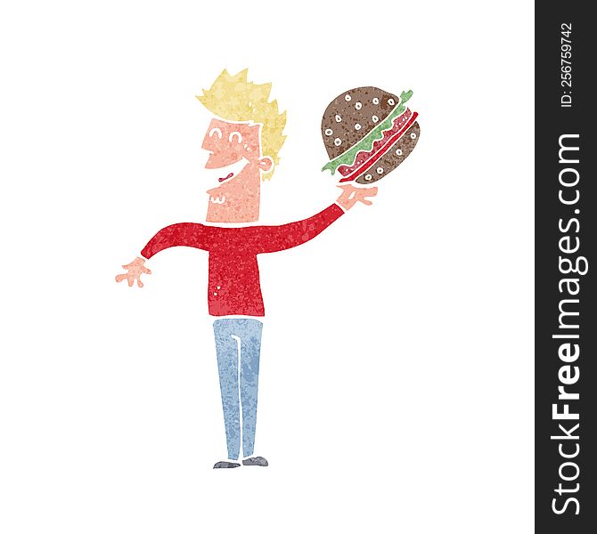 cartoon man with burger