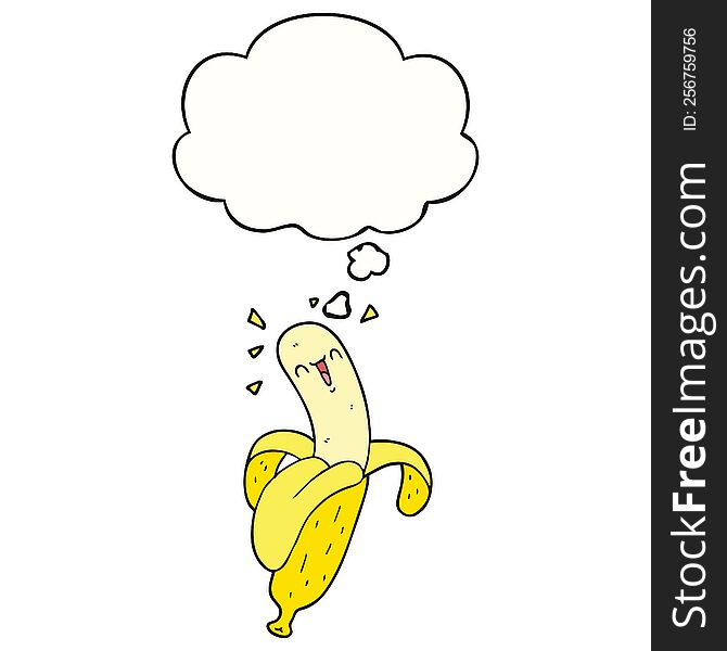 cartoon banana and thought bubble