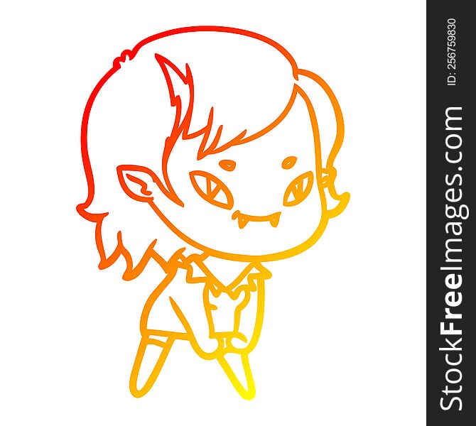 Warm Gradient Line Drawing Cartoon Friendly Vampire Girl