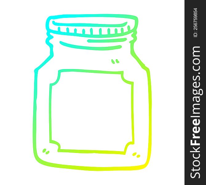 cold gradient line drawing of a cartoon storage jar