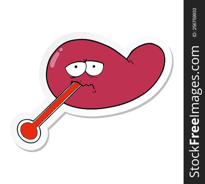 Sticker Of A Cartoon Ill Gall Bladder