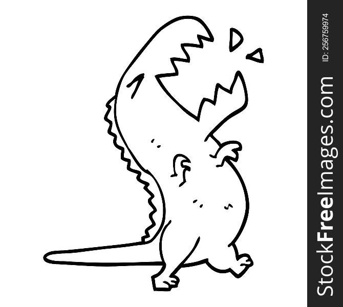 line drawing cartoon roaring t rex