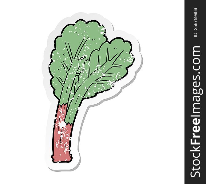 distressed sticker of a cartoon rhubarb