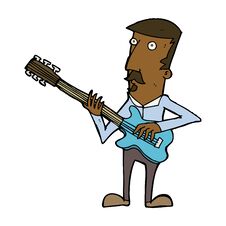 Cartoon Man Playing Electric Guitar Stock Photo