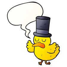 Cartoon Duck Wearing Top Hat And Speech Bubble In Smooth Gradient Style Royalty Free Stock Image
