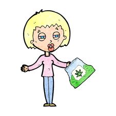 Free Cartoon Woman With Bag Of Weed Royalty Free Stock Photos - 256763758