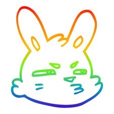 Rainbow Gradient Line Drawing Cartoon Moody Rabbit Stock Photos