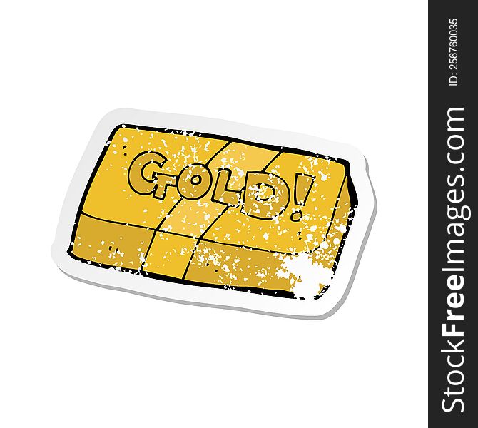 retro distressed sticker of a cartoon bar of gold