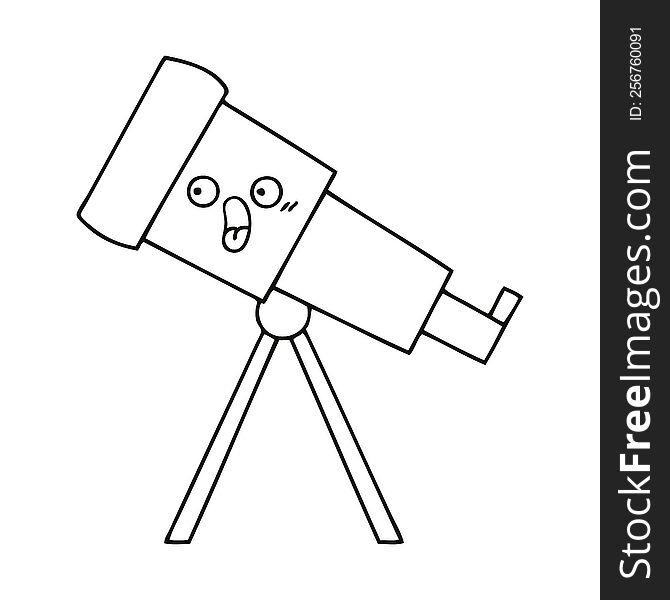 Line Drawing Cartoon Telescope