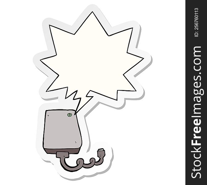 Cartoon Hard Drive And Speech Bubble Sticker