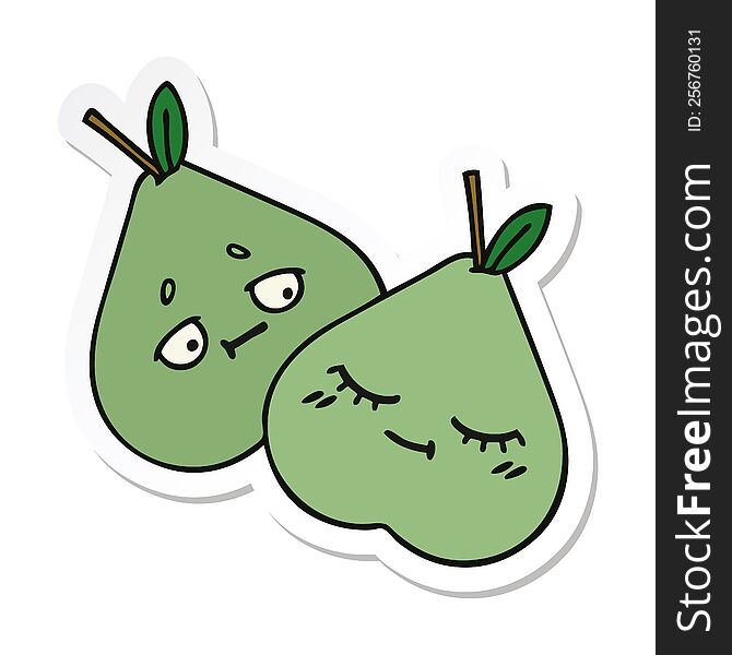 Sticker Of A Cute Cartoon Green Pear