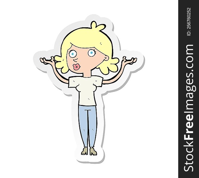 sticker of a cartoon woman throwing arms in air