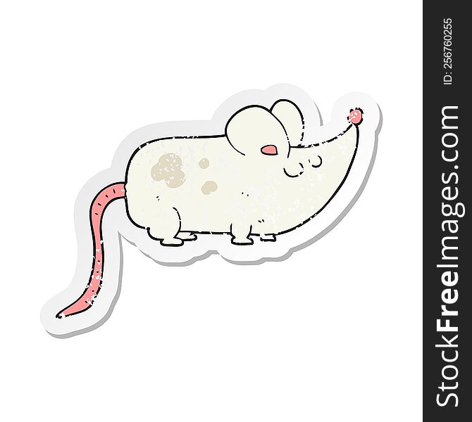 retro distressed sticker of a cute cartoon mouse