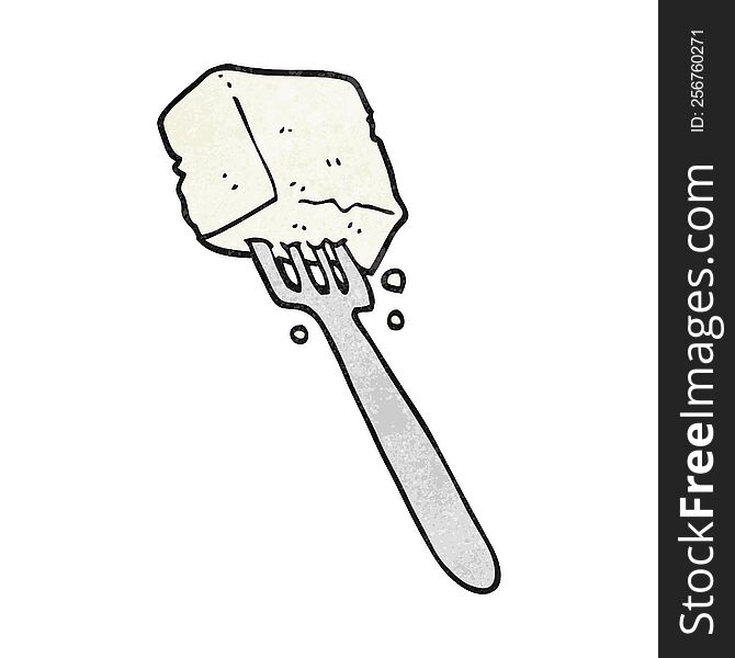 textured cartoon tofu on fork