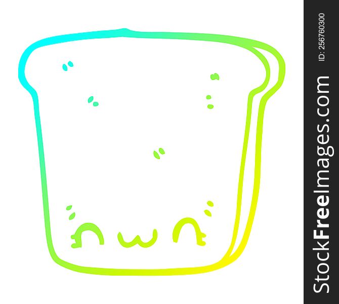cold gradient line drawing of a cartoon slice of bread