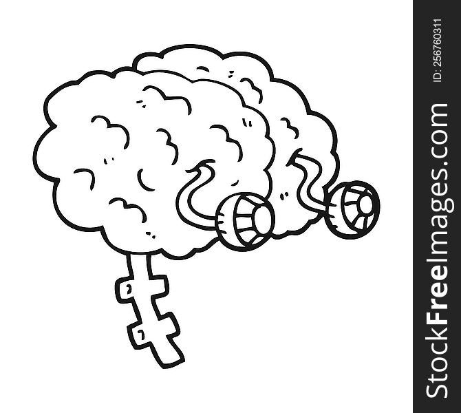 Black And White Cartoon Brain