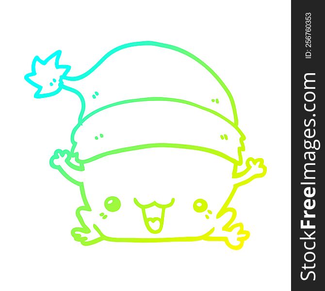 Cold Gradient Line Drawing Cute Cartoon Christmas Frog