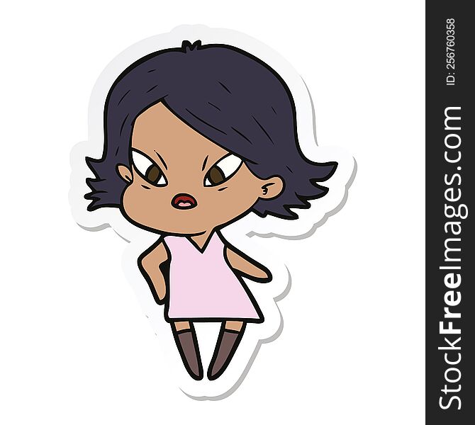 Sticker Of A Cartoon Stressed Woman