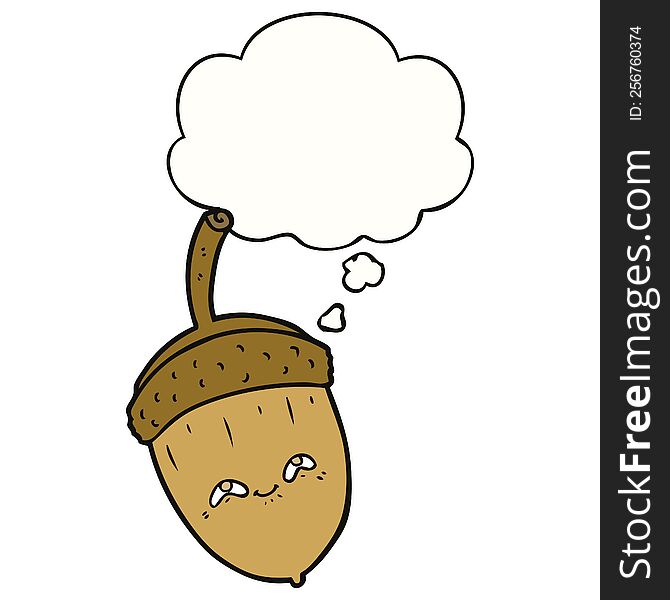 Cartoon Acorn And Thought Bubble