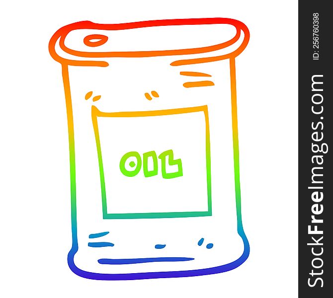 rainbow gradient line drawing of a cartoon olive oil