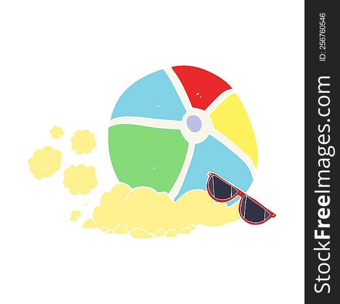 flat color illustration of beach ball. flat color illustration of beach ball