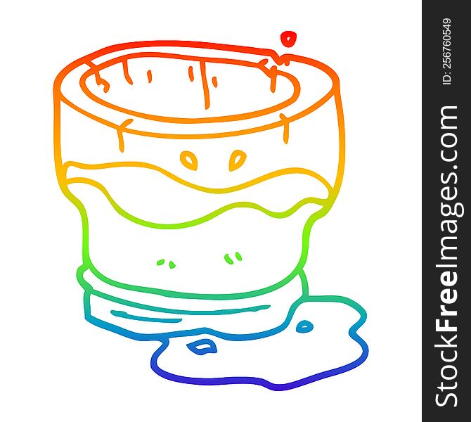 rainbow gradient line drawing of a cartoon old water glass