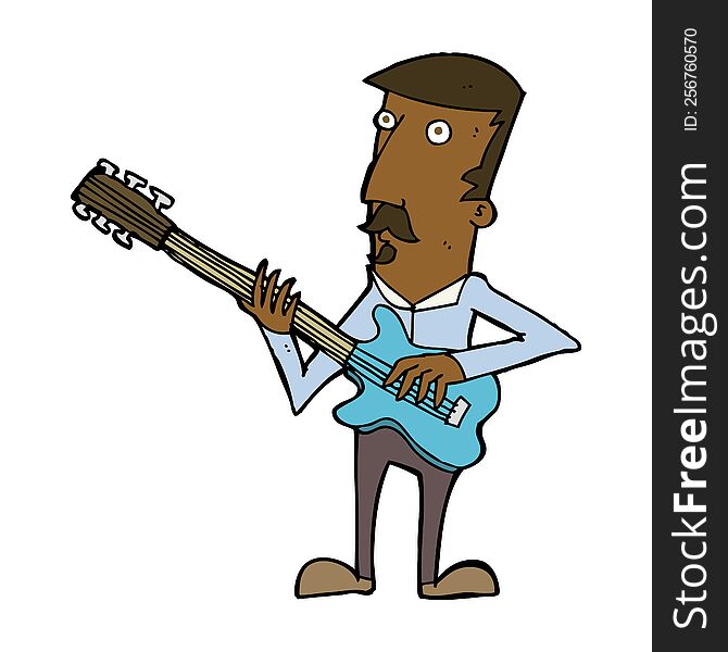 cartoon man playing electric guitar