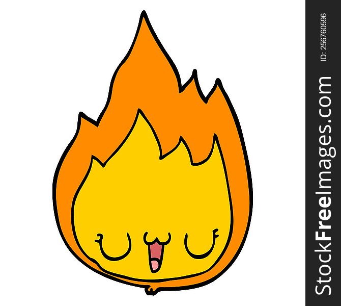 cartoon flame with face