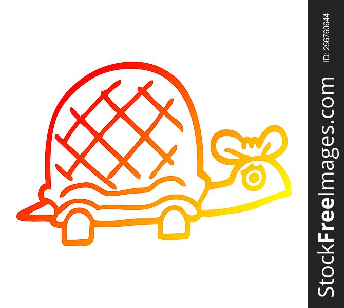 warm gradient line drawing of a cartoon funny tortoise