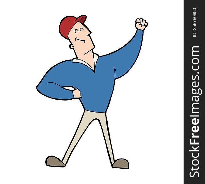 Cartoon Man Striking Heroic Pose