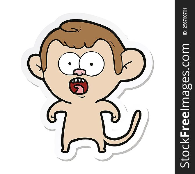 sticker of a cartoon shocked monkey