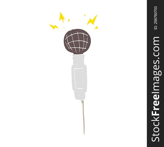 Flat Color Illustration Of A Cartoon Microphone