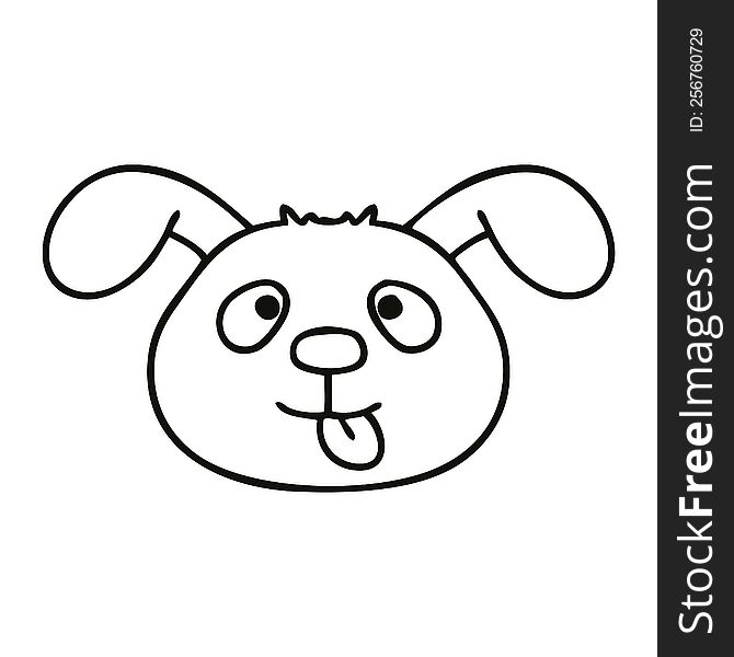 Quirky Line Drawing Cartoon Dog Face