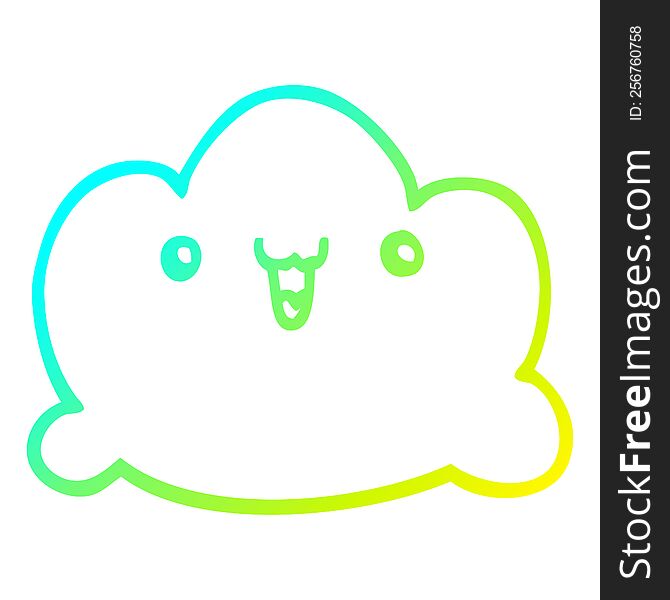 Cold Gradient Line Drawing Cartoon Cloud