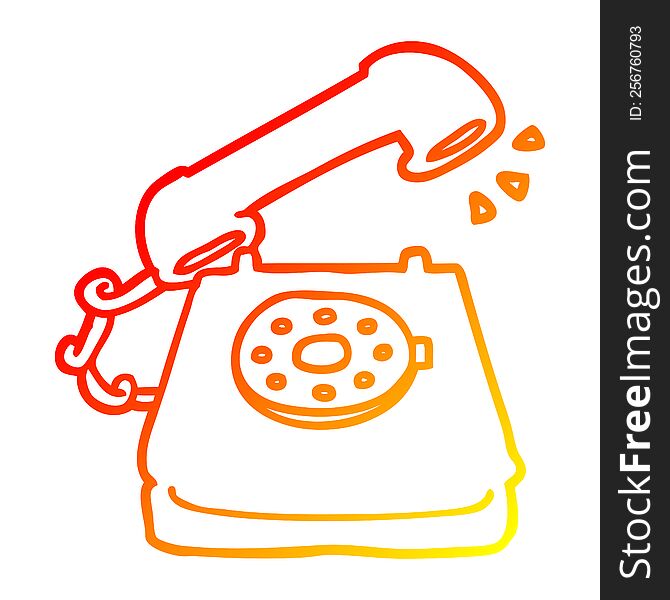 warm gradient line drawing of a cartoon ringing telephone