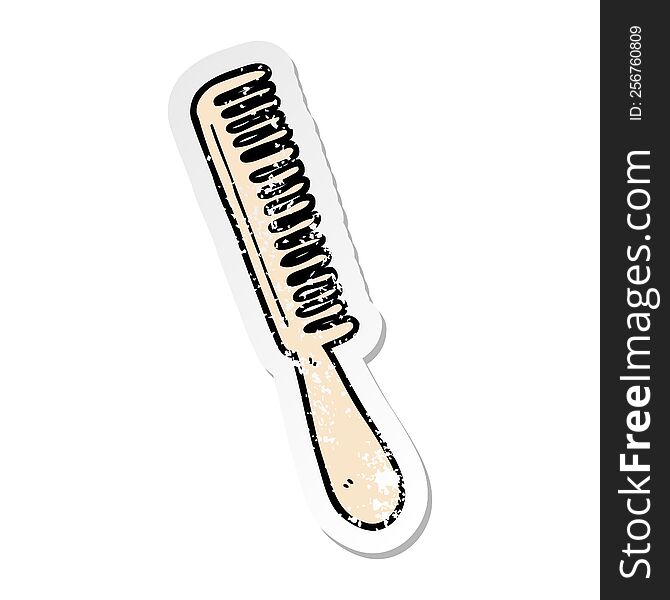 distressed sticker of a cartoon comb